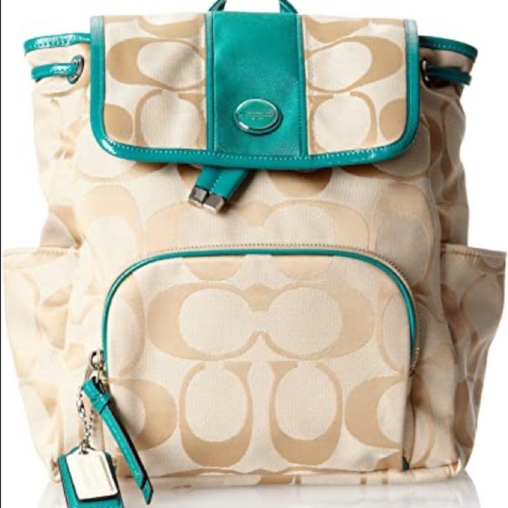 👜 COACH Signature Striped School Backpack